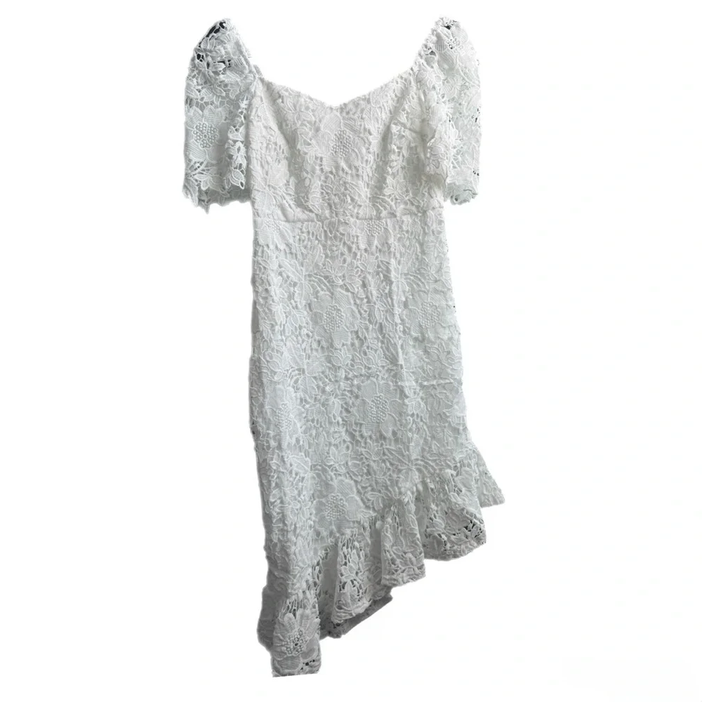 JJ’s House Lace Wedding Dress Sweetheart Asymmetrical Tea-Length NWT Size Small - Picture 2 of 10